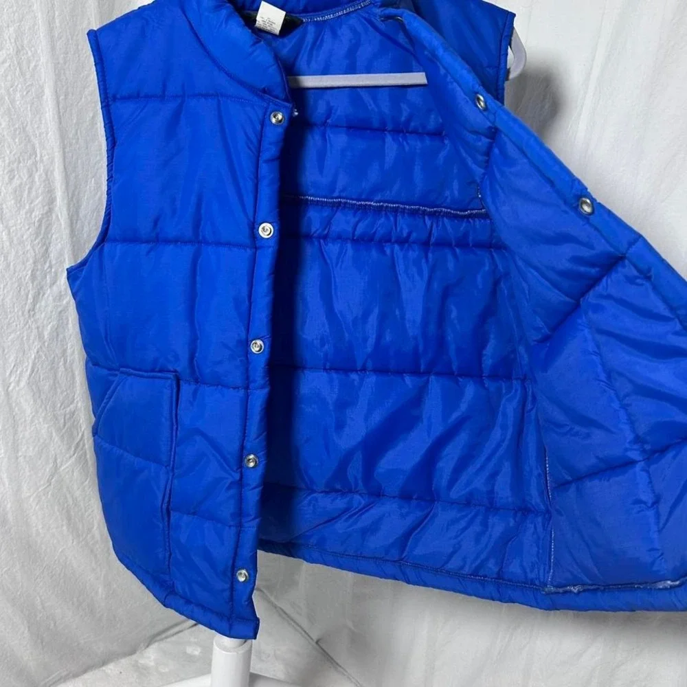 Vtg Swingster Blue Puffer Vest with Snaps/Pockets size Large‎ USA made